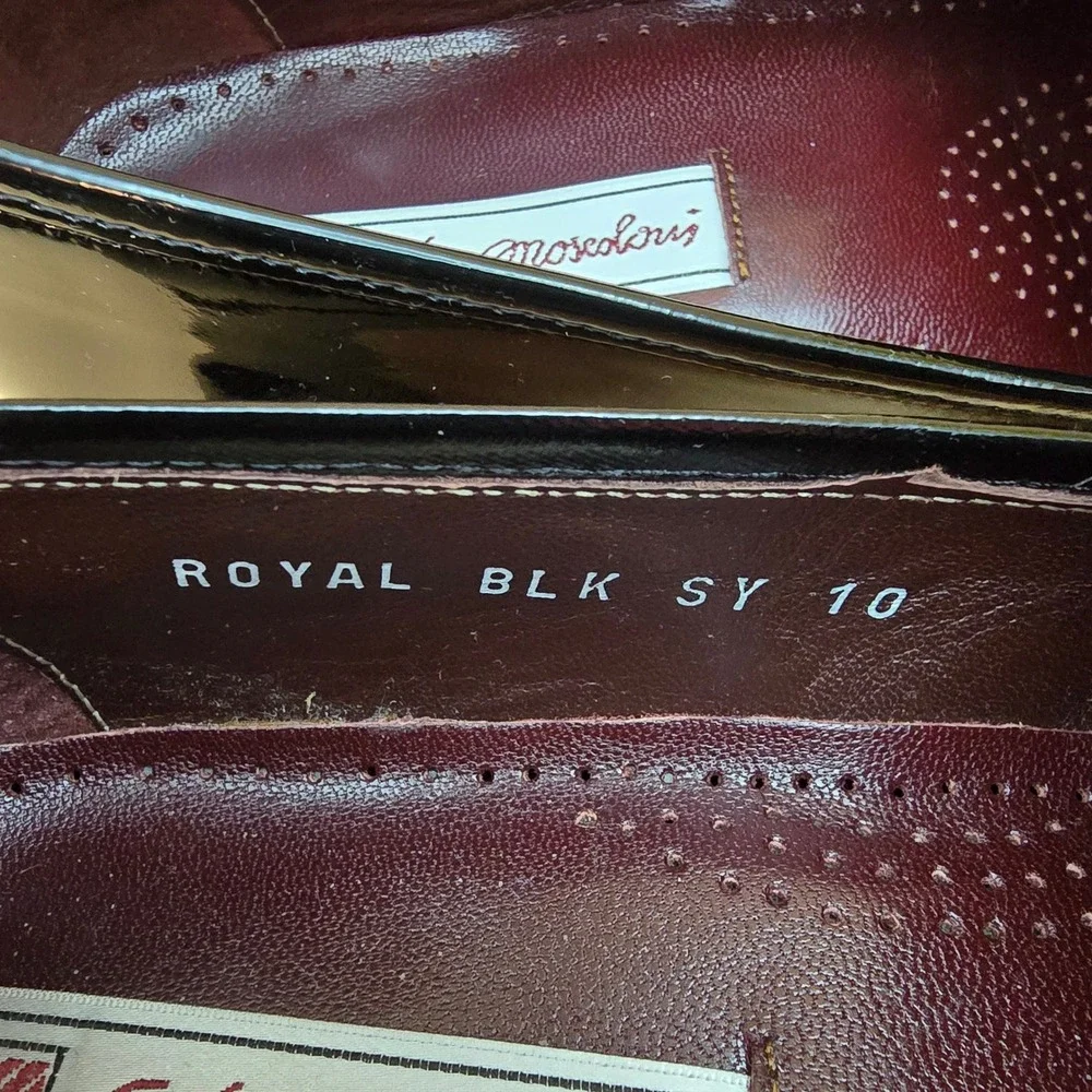 Sandro Moscoloni Men's Royal Black Patent Leather Tuxedo Loafers 10 Spain in Box